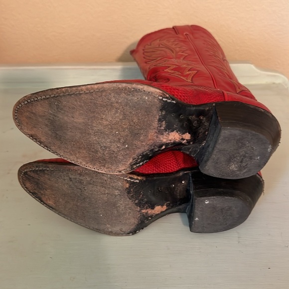 Justin Lizard Women Red cowboy boots 5.5 c women's - Picture 9 of 10